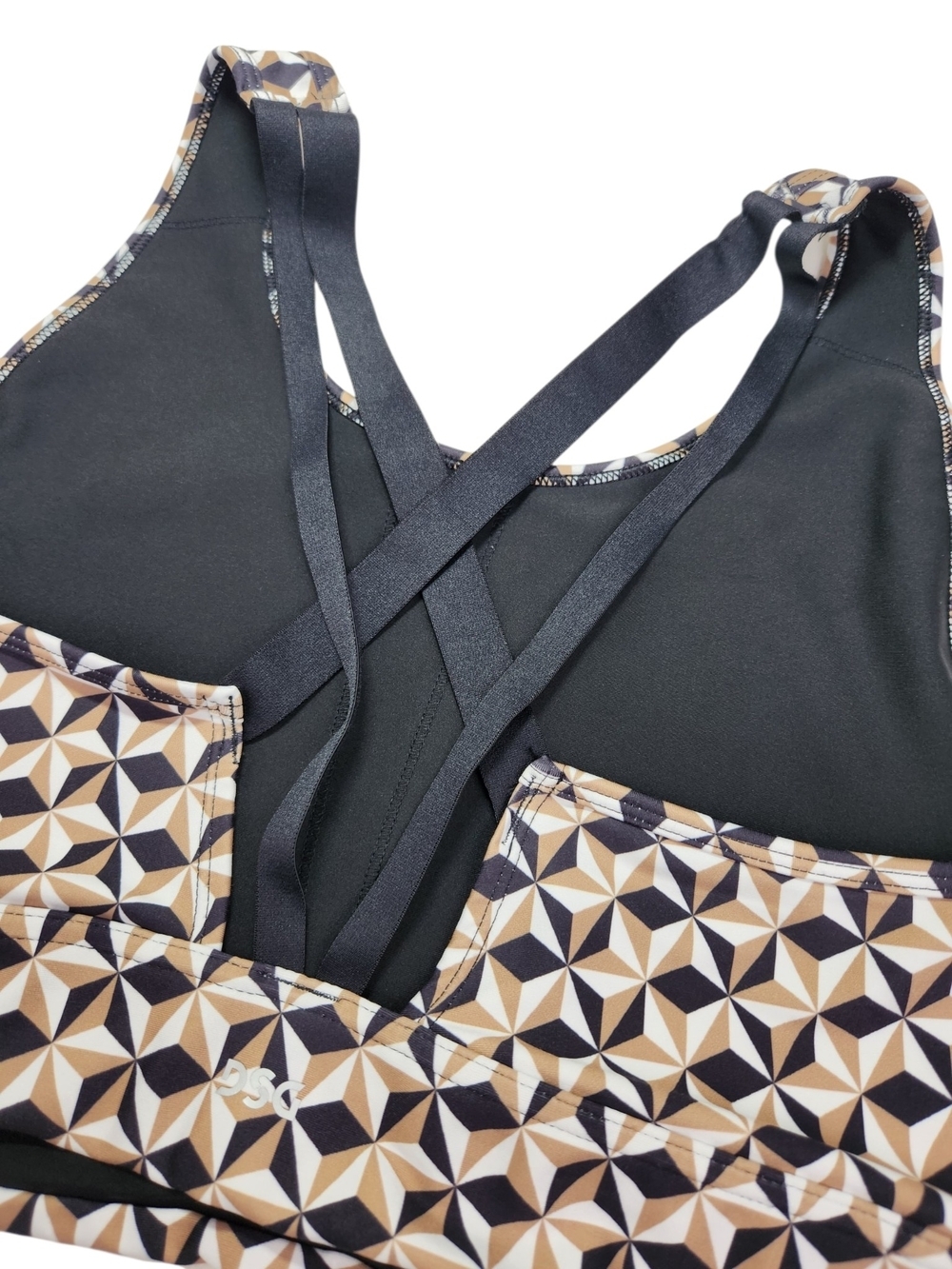 DSG Geometric Print Sports Bra in Black and Tan - Picture 4 of 8